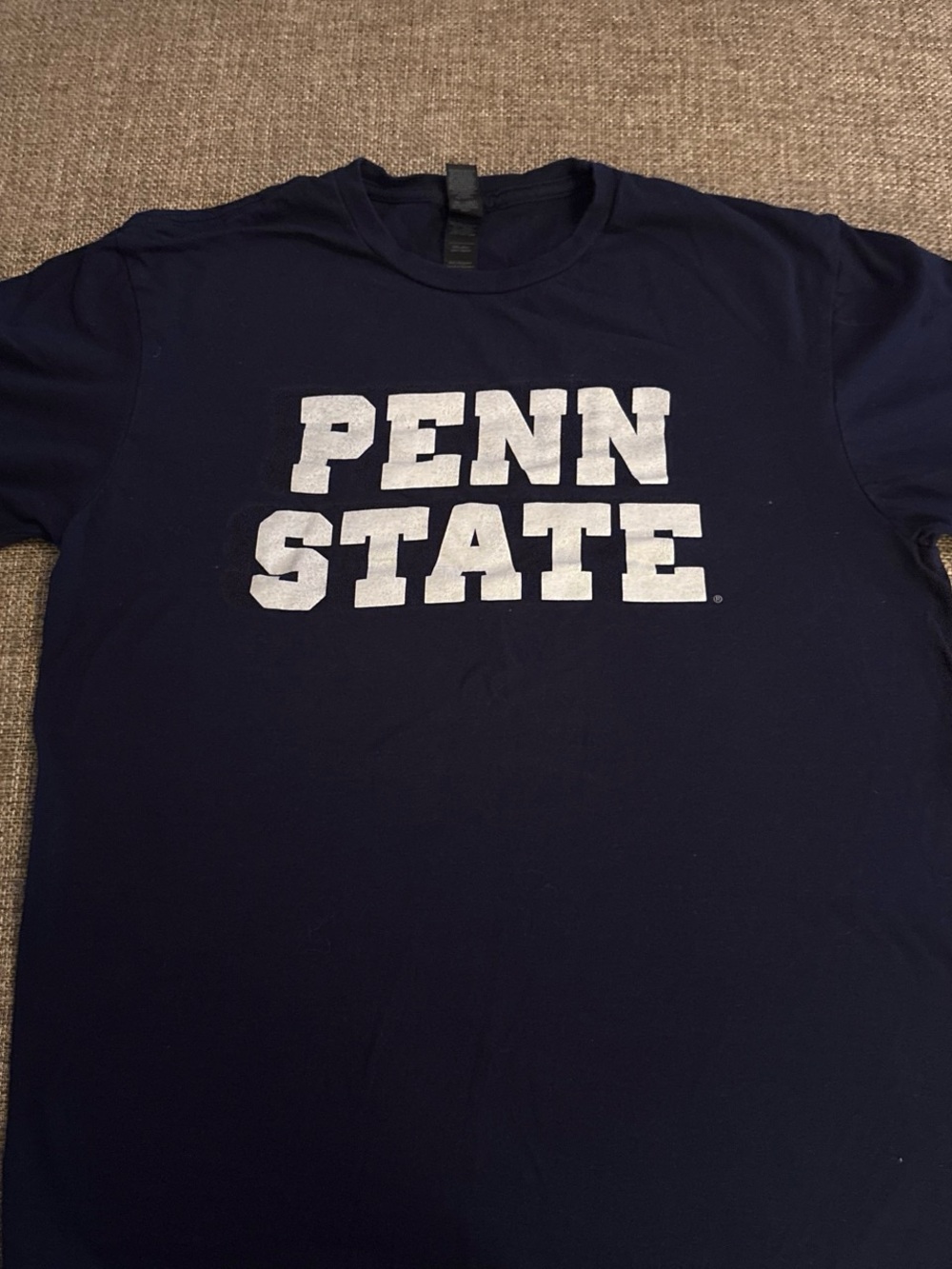 Gildan Navy Tee with White Block Lettering